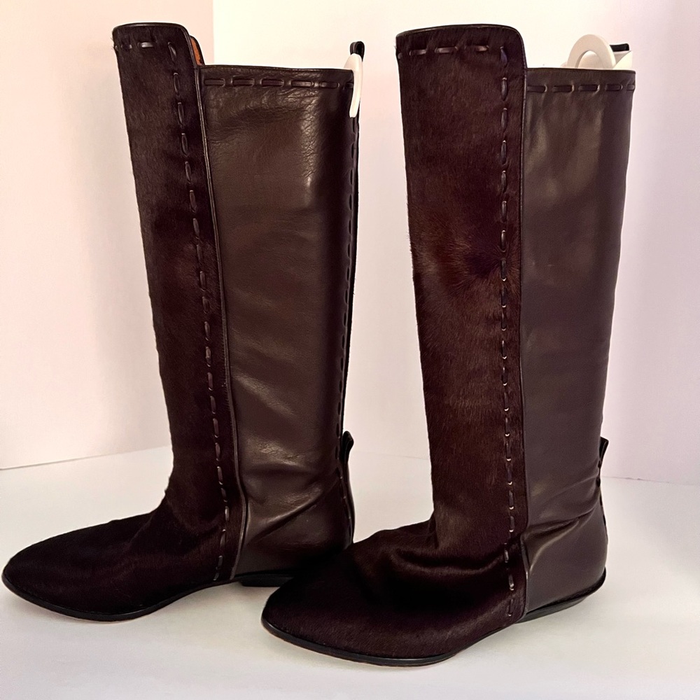Beautiful Glacee Vintage Chocolate Leather/Pony Hair Boots.